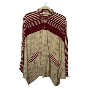 Kantha Bae Shirt OSFA Dylan Button Down Relaxed Boxy Fit Flowy Silk Sari Boho